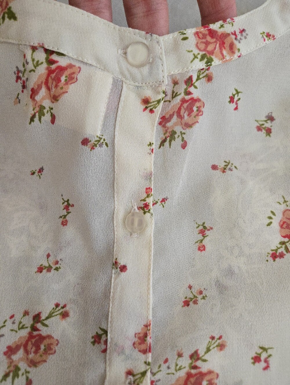 Anthropologie Pins & Needles Cream Floral Peasant Blouse EB4 - Picture 8 of 8
